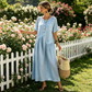 👗Maxikleid für Damen mit Knopfleiste und kurzen Ärmeln