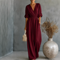 ⏳Zeitlich begrenztes Angebot 50% Rabatt⏰Damen elegantes V-Ausschnitt Weitbein-Jumpsuit👚👖