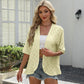 Damen Halbarm-Ösen-Strick-Rüschen-Cardigan