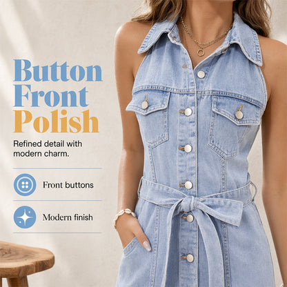 ⌛Zeitlich begrenztes Angebot – Jeanskleid, das die Taille betont