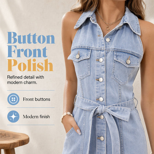 ⌛Zeitlich begrenztes Angebot – Jeanskleid, das die Taille betont