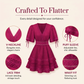 Damenkleid mit V-Ausschnitt, Spitze und gestuften Rüschen