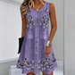 Ärmelloses Blumenmuster-Kleid mit Knopfleiste für Damen