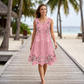 Ärmelloses Blumenmuster-Kleid mit Knopfleiste für Damen
