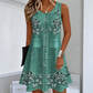 Ärmelloses Blumenmuster-Kleid mit Knopfleiste für Damen