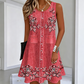 Ärmelloses Blumenmuster-Kleid mit Knopfleiste für Damen