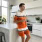 🔥Zeitlich begrenztes Angebot – Kurzarm-Shorts-Set für Herren mit Buchstabenprint