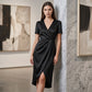 🌟 Der Look, den alle suchen – bei uns 50% günstiger! 👗Asymmetrisches Wickelkleid für Damen mit kurzen Ärmeln und V-Ausschnitt