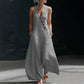 Damen ärmelloser V-Ausschnitt Jumpsuit mit Taschen