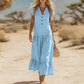 🌸 Maxikleid für Damen mit V-Ausschnitt & Knöpfen – Locker, Feminin & Elegant, Rüschen am Saum, Atmungsaktiv, Passend für Jeden, S-3XL, 10 Farben ✨