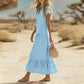 🌸 Maxikleid für Damen mit V-Ausschnitt & Knöpfen – Locker, Feminin & Elegant, Rüschen am Saum, Atmungsaktiv, Passend für Jeden, S-3XL, 10 Farben ✨