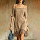 Damen Off-Shoulder-Träger-Fransenkleid