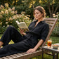 Jumpsuit für Damen mit halben Ärmeln und weitem Bein