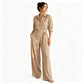 Jumpsuit für Damen mit halben Ärmeln und weitem Bein