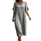 Locker sitzendes Midi-Kleid für Damen mit V-Ausschnitt und Quasten