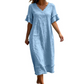 Locker sitzendes Midi-Kleid für Damen mit V-Ausschnitt und Quasten