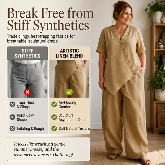 Set aus asymmetrischem Oberteil und Hose mit weitem Bein für Damen