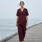 Set aus asymmetrischem Oberteil und Hose mit weitem Bein für Damen