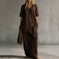 Set aus asymmetrischem Oberteil und Hose mit weitem Bein für Damen