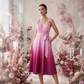 Elegantes Damenkleid mit V-Ausschnitt, Farbverlauf und Taschen