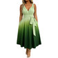 Elegantes Damenkleid mit V-Ausschnitt, Farbverlauf und Taschen