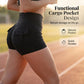 Sportshorts für Damen mit gerafftem Po – Fitness, Yoga, Cargohosen