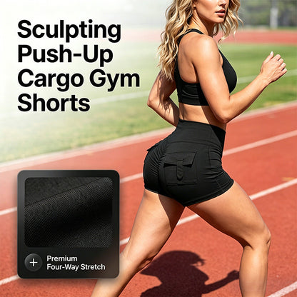 Sportshorts für Damen mit gerafftem Po – Fitness, Yoga, Cargohosen