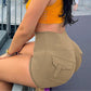 Sportshorts für Damen mit gerafftem Po – Fitness, Yoga, Cargohosen
