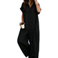 Lässiger, locker sitzender Kurzarm-Jumpsuit mit Knöpfen für Damen