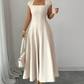 ⚡ Heute halber Preis! Elegantes A-Linien-Kleid für Damen mit quadratischem Ausschnitt, schmal geschnitten, langes Kleid
