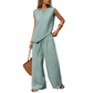 Set aus einer asymmetrischen Weste und einer Hose mit weitem Bein für Damen