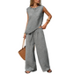 Set aus einer asymmetrischen Weste und einer Hose mit weitem Bein für Damen