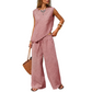 Set aus einer asymmetrischen Weste und einer Hose mit weitem Bein für Damen