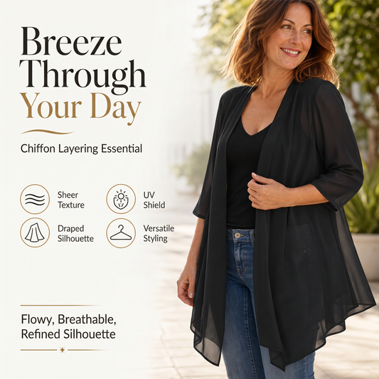 Damen leichter Chiffon-Cardigan mit offener Vorderseite