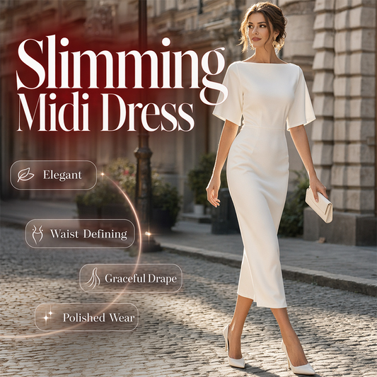 🌟 Der Look, den alle suchen – bei uns 50% günstiger! Elegantes Damenkleid mit U-Boot-Ausschnitt und Flatterärmeln