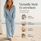 Set aus langärmeligem Oberteil mit V-Ausschnitt und Hose für Damen