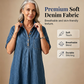 🔥-45 %👗 Damen-Jeanshemdkleid 🤍mit umgeschlagenem Kragen und bequemer Passform für die Arbeit