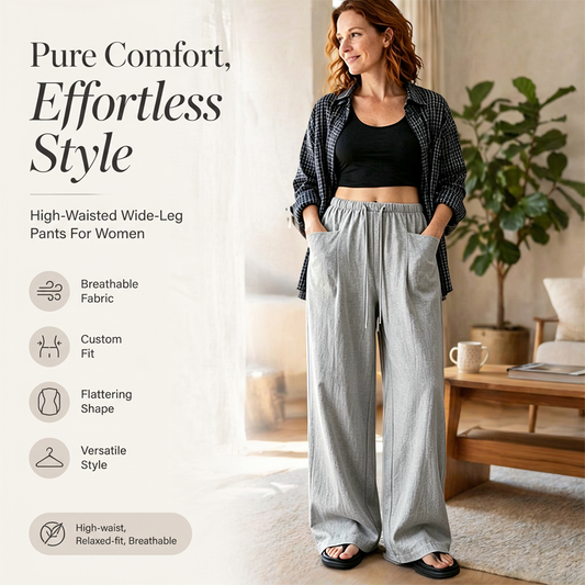 ✨Damen hoch taillierte weite Kordelzug-Hose