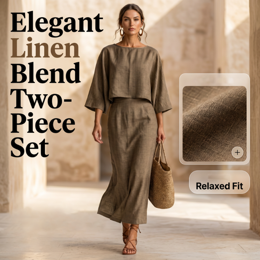 Elegantes zweiteiliges Damen-Outfit: Set aus langem Rock und Oberteil mit Dreiviertelärmeln