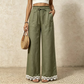 Women's Wide Leg Linen Pants with Lace Hem