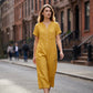 Lässiger Jumpsuit mit kurzen Ärmeln und weiten Hosenbeinen für Damen