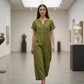 Lässiger Jumpsuit mit kurzen Ärmeln und weiten Hosenbeinen für Damen