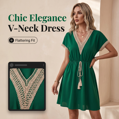 Boho-Kleid mit V-Ausschnitt aus Spitze für Damen