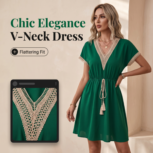 Boho-Kleid mit V-Ausschnitt aus Spitze für Damen