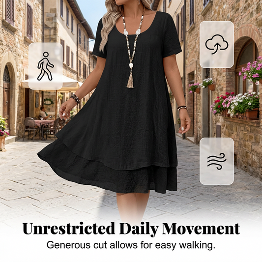Damen lässiges locker sitzendes Kurzarmkleid