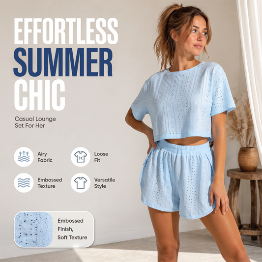 Zweiteiliges Sommer-Set aus Lochstrick für Damen