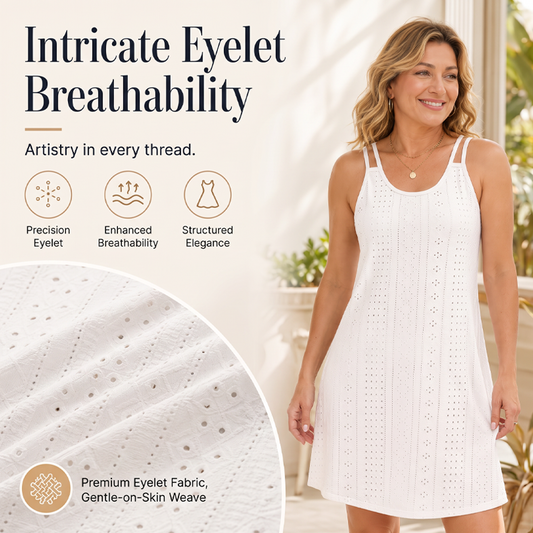 ✨✨Damen Sommer-Kleid mit Doppelträgern und Ösendetail💕