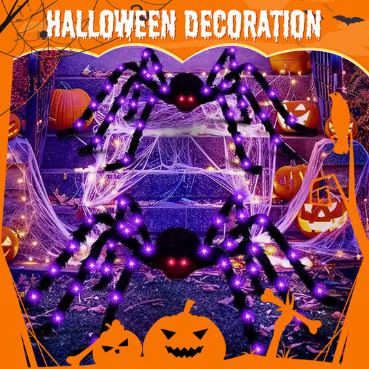 Behaarte Spinne mit großem Spinnennetz – Halloween-Dekoration für den Außenbereich