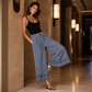 🌺Damenhose aus Tencel-Denim mit weitem Bein und Rüschen am Saum