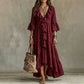 Retro-Kleid für Damen mit Rüschen, V-Ausschnitt und Glockenärmeln